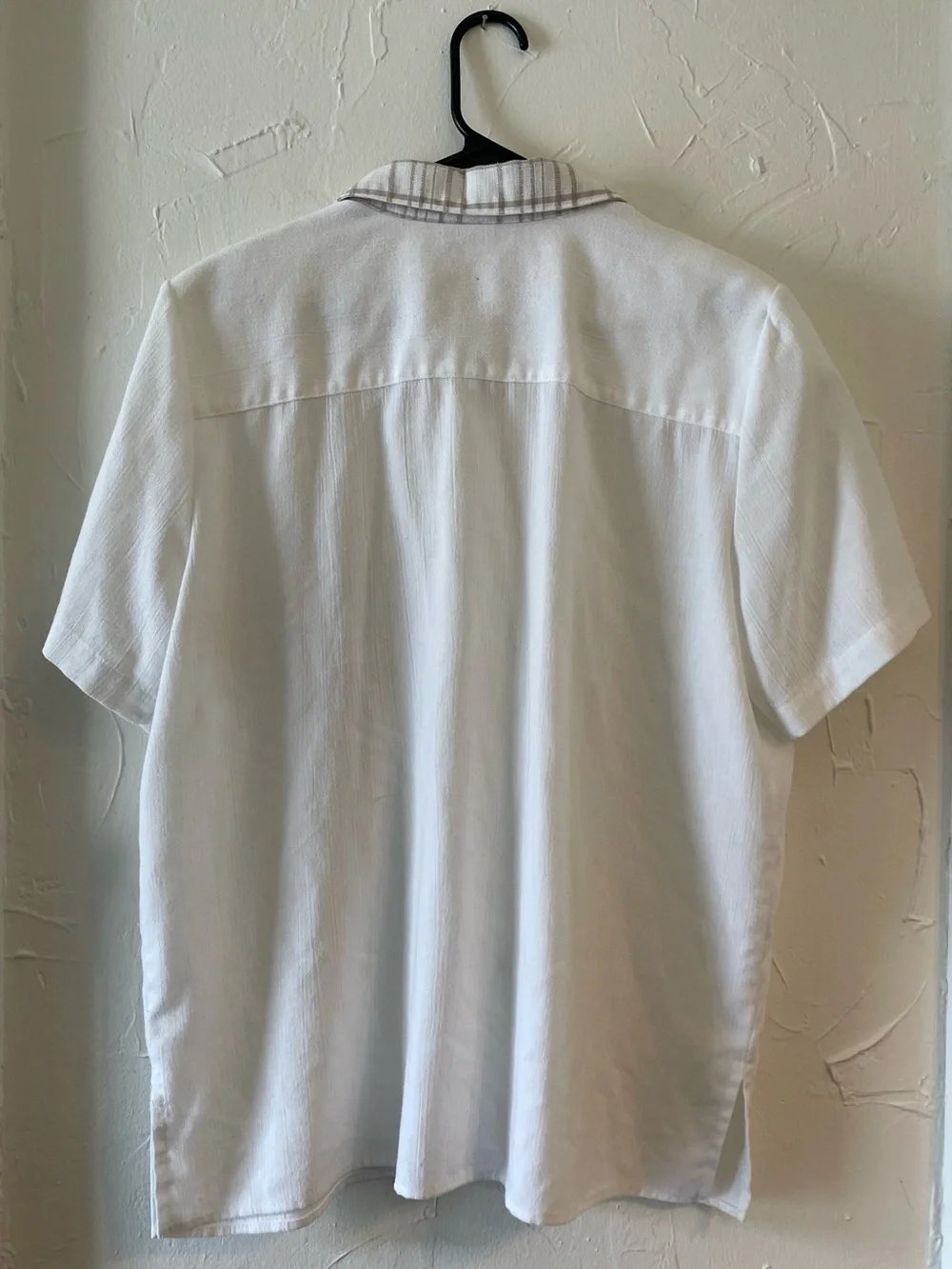 Vintage Alfred Dunner Coastal Grandma White Collared Shirt with Plaid Trim - Picture 2 of 10
